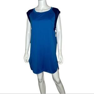 Nike Women's Blue Raglan Cap Sleeve Rounded Hi-Low Hem Swim Cover-up Dress sz L